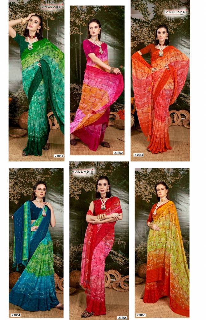 Nivedita By Vallabhi Leaf Printed Georgette Sarees Wholesale Price In Surat